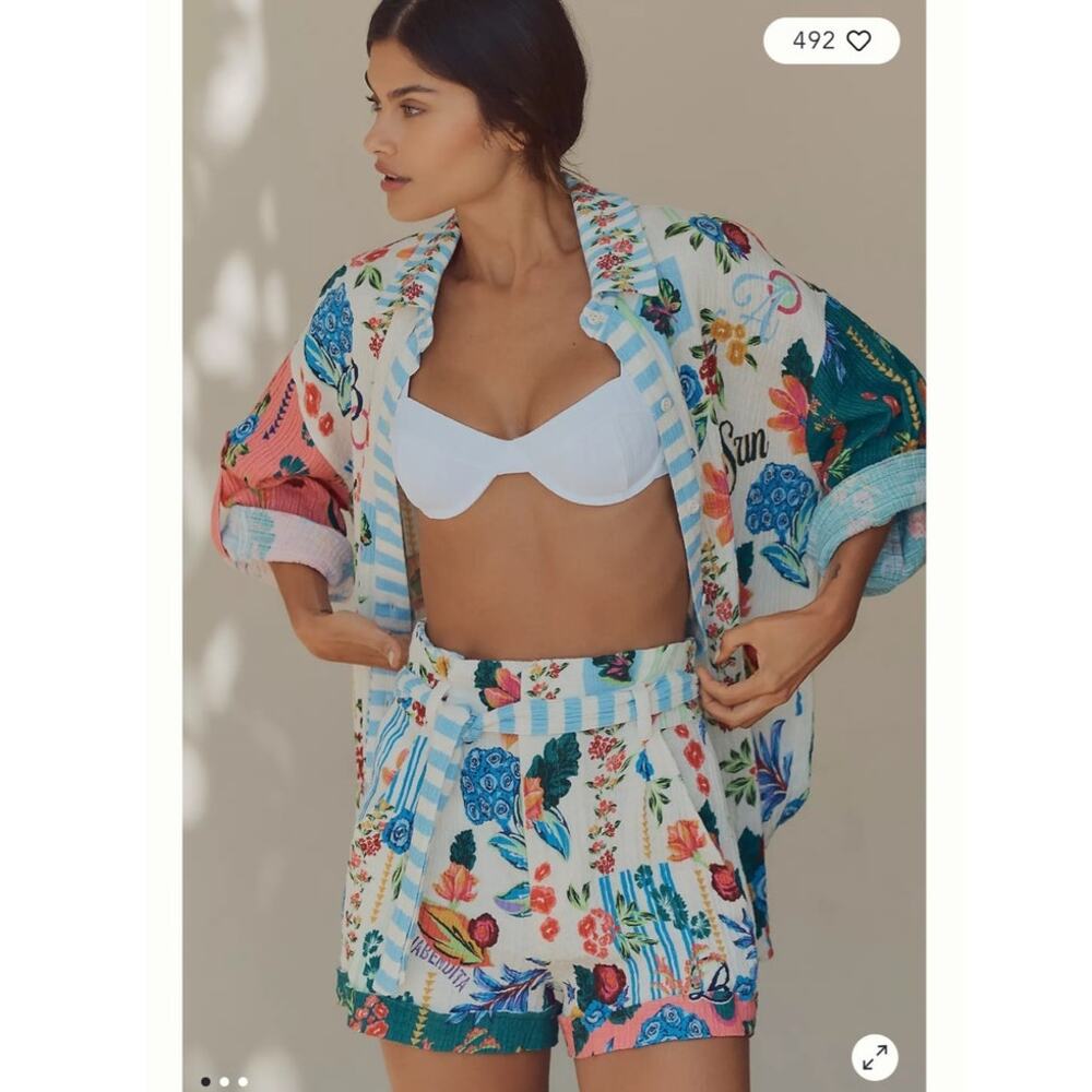 Agua Bendita Addison Tie-Waist Shorts Size Small